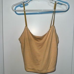 PacSun womens cropped tank, yellow and white stripes